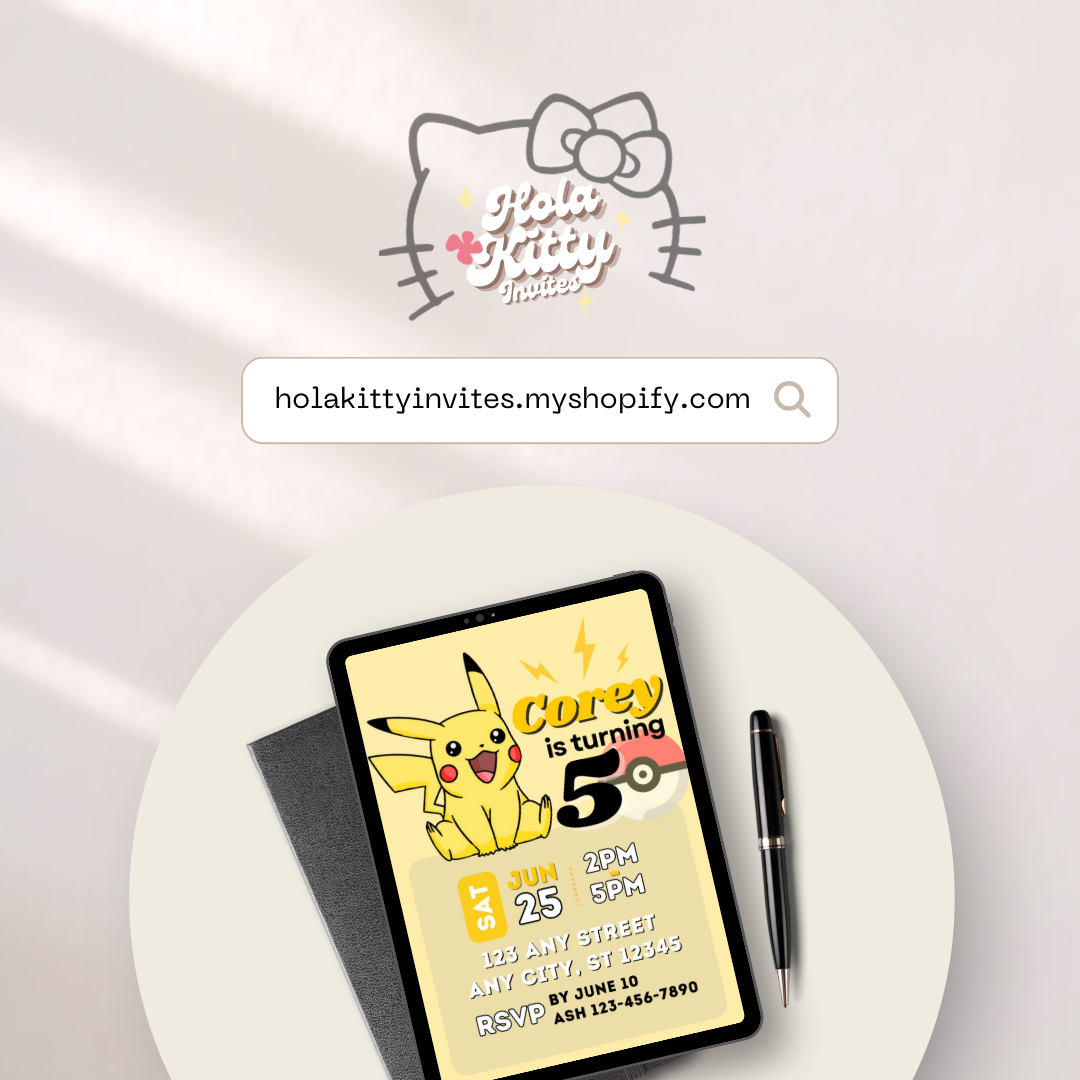 Pokémon birthday invitation, digital download