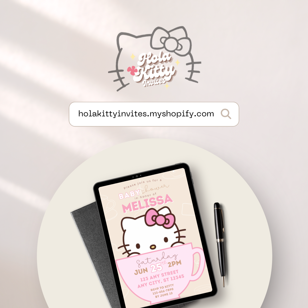 Kitty baby shower invitation, digital download