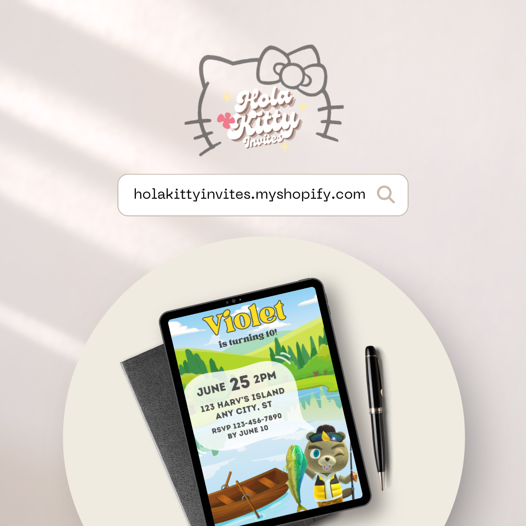Animal Crossing birthday invitation, digital download