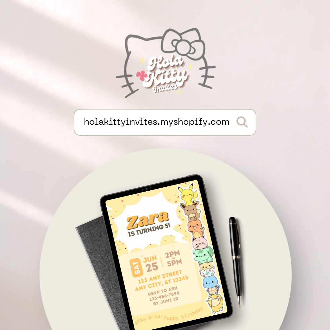 Pokémon birthday invitation, digital download