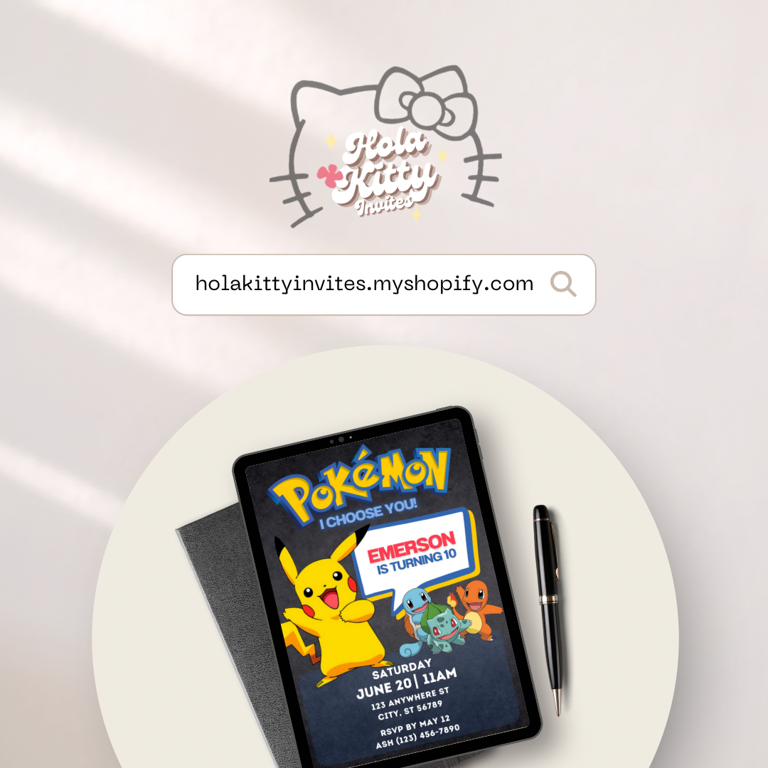 Pokémon birthday invitation, digital download