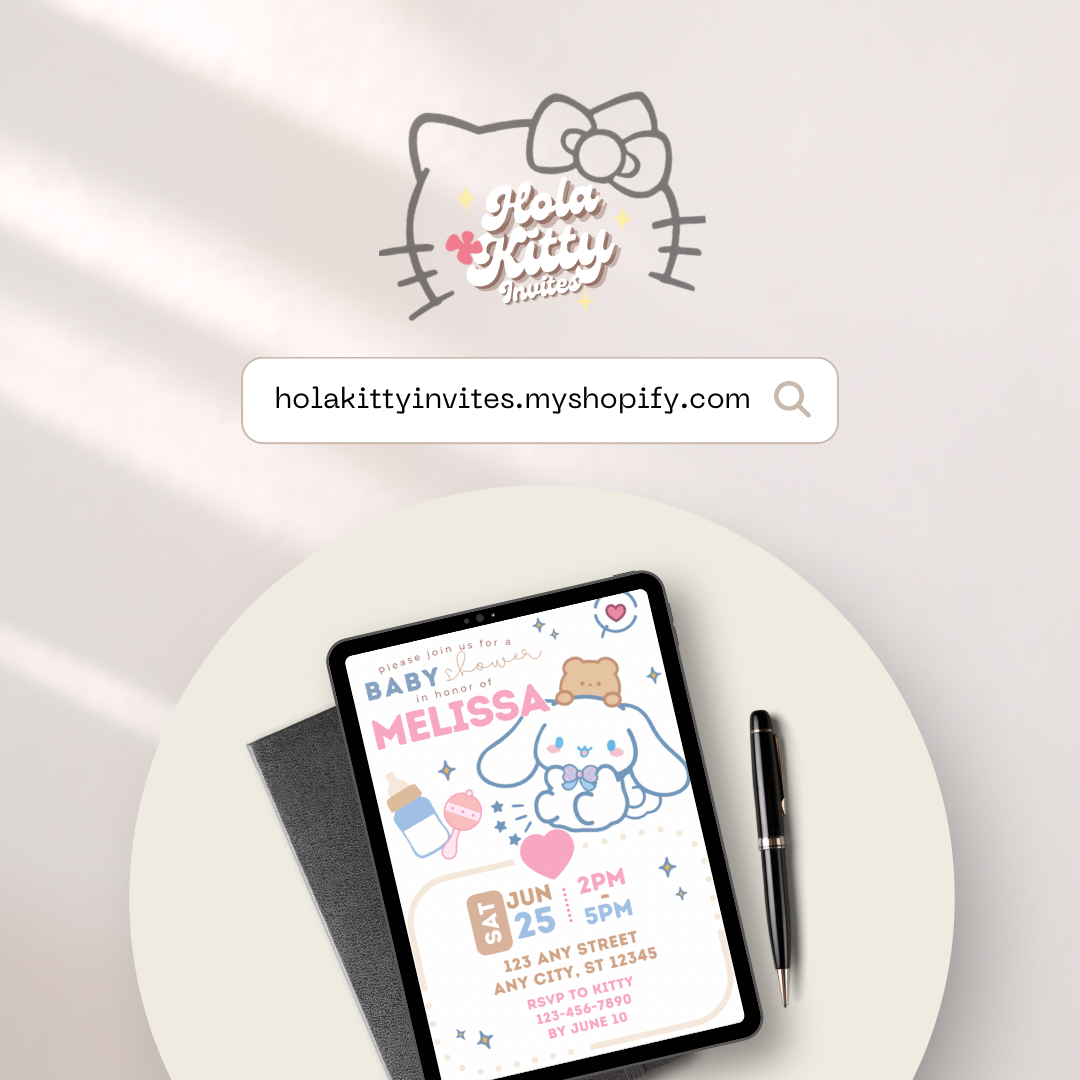 Kitty baby shower invitation, digital download