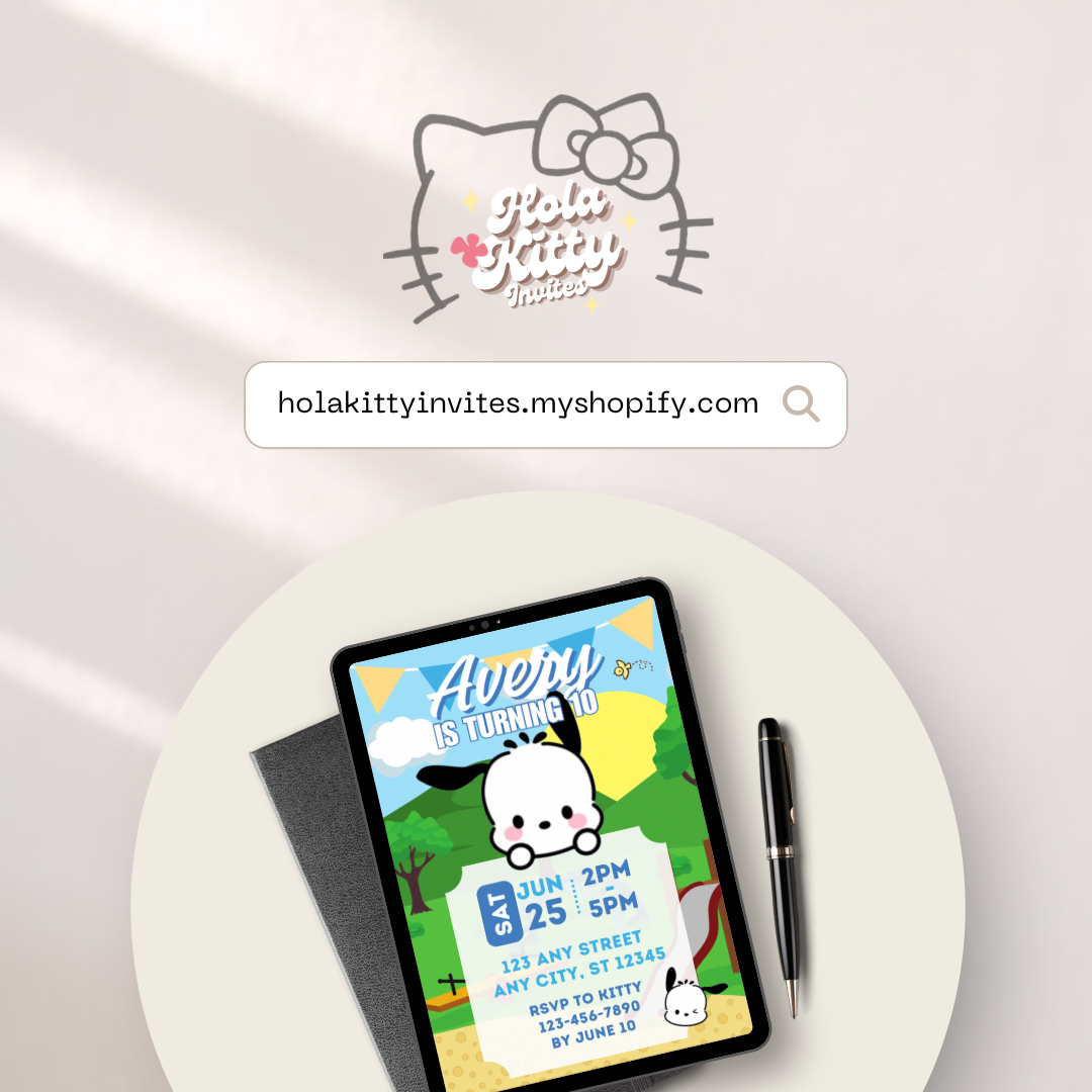 Pochacco birthday invitation, digital download