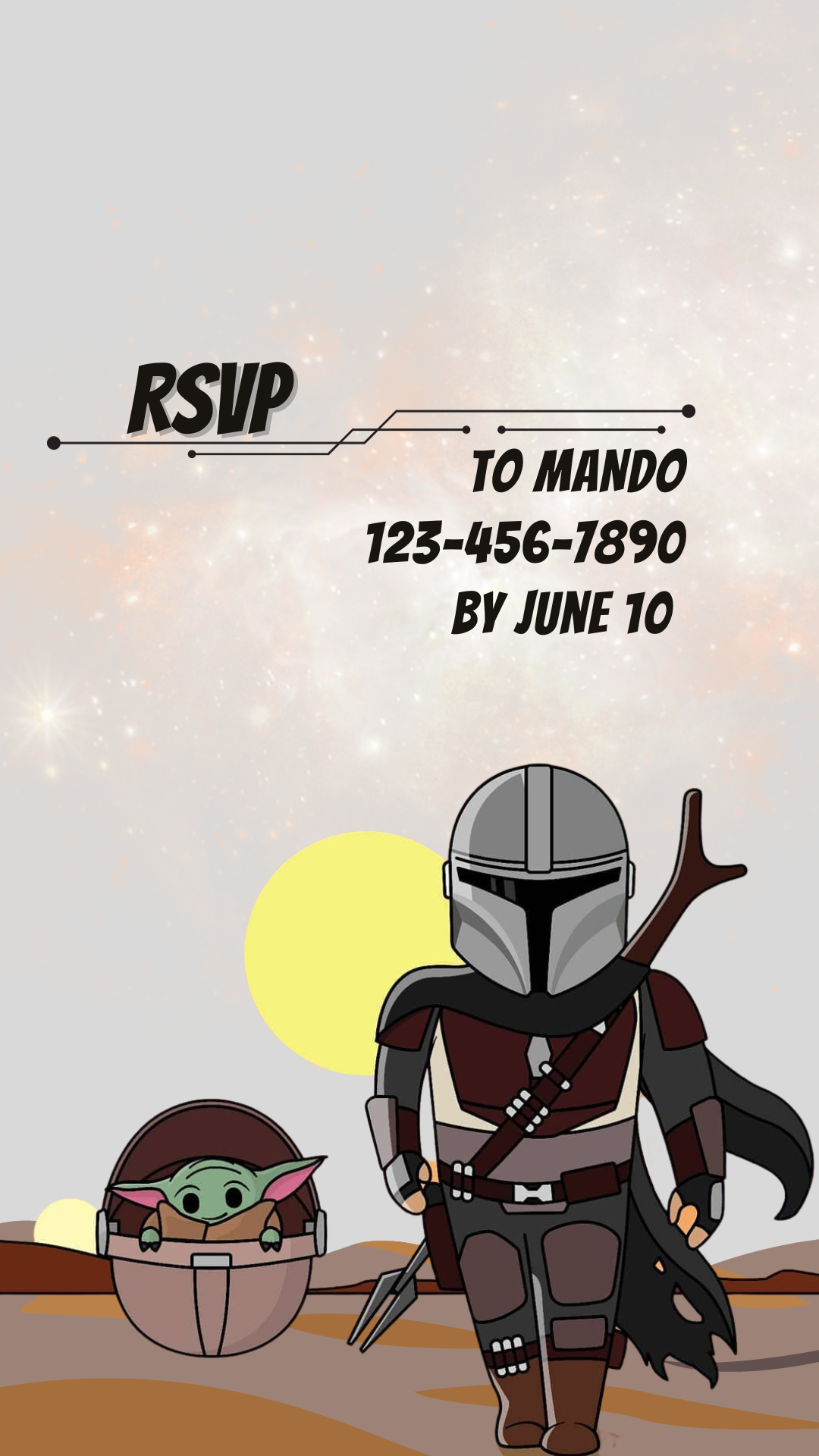 Mandalorian birthday video invitation, digital download