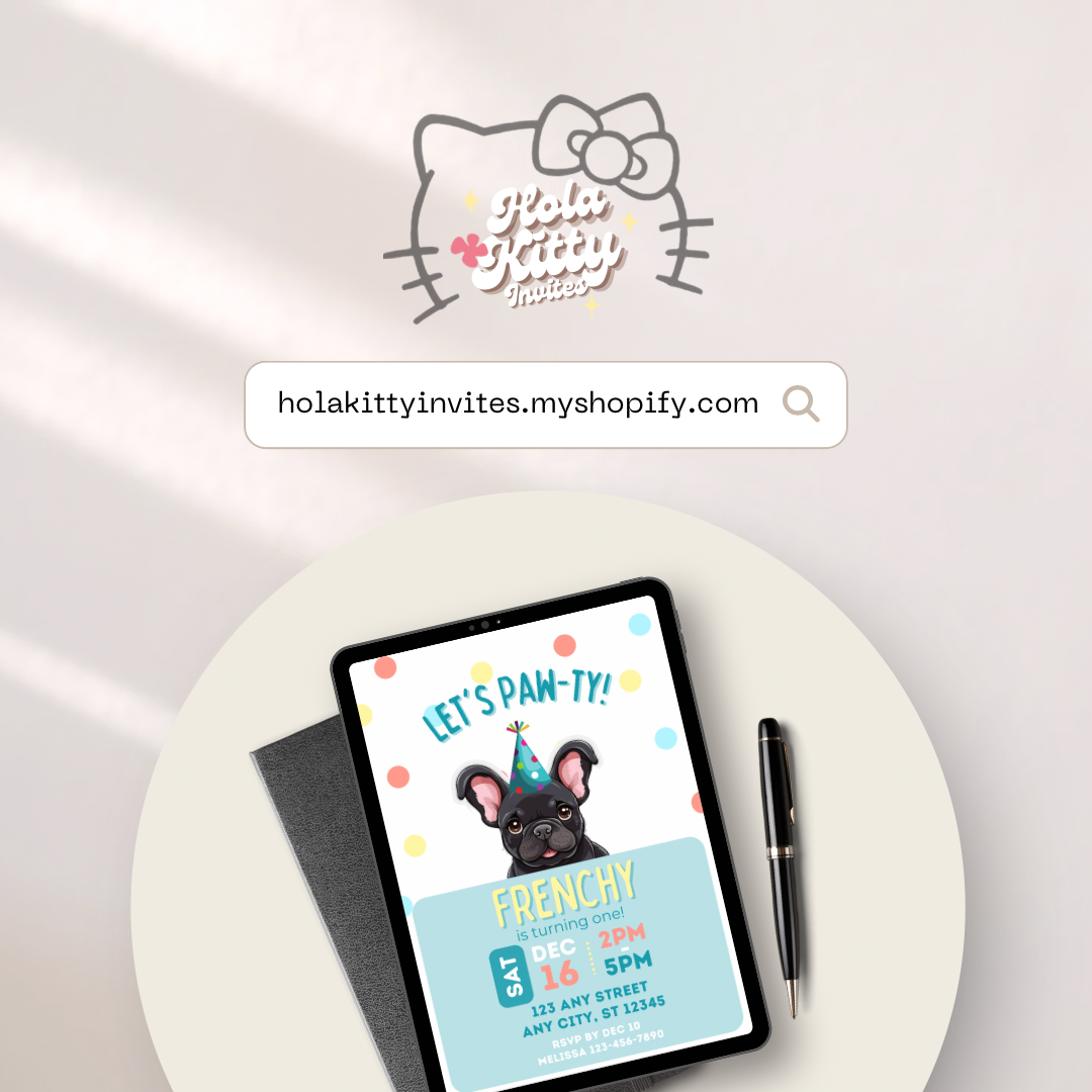 Puppy dog birthday invitation, digital download