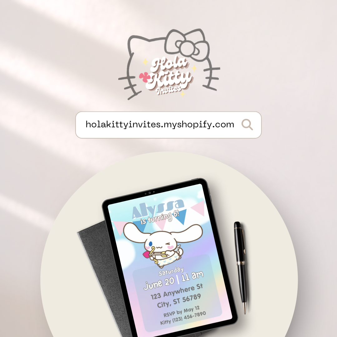 Cinnamoroll birthday invitation, digital download