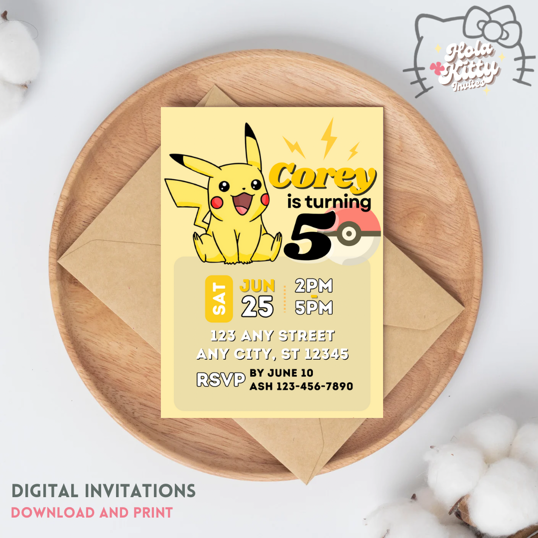 Pokémon birthday invitation, digital download