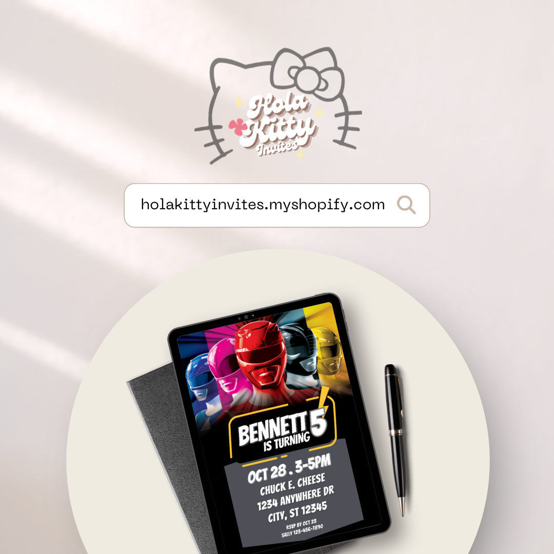 Power Rangers birthday invitation, digital download