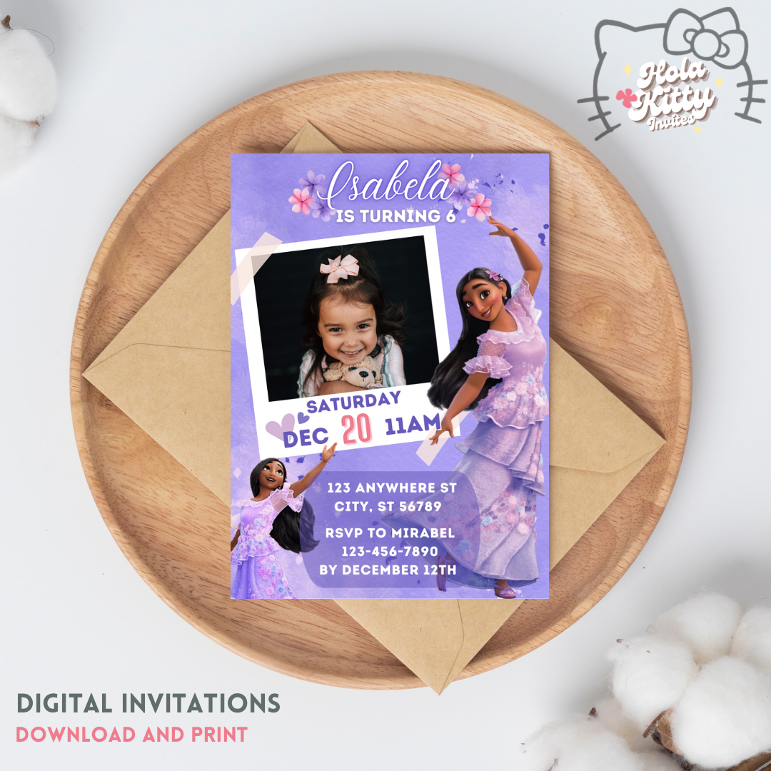 Encanto custom photo birthday invitation, digital download