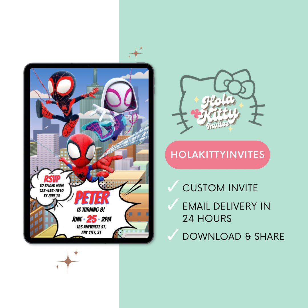 Spidey and His Amazing Friends birthday invitation, digital download