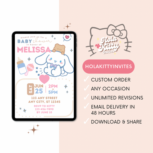 Kitty baby shower invitation, digital download