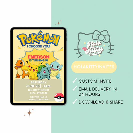 Pokémon birthday invitation, digital download