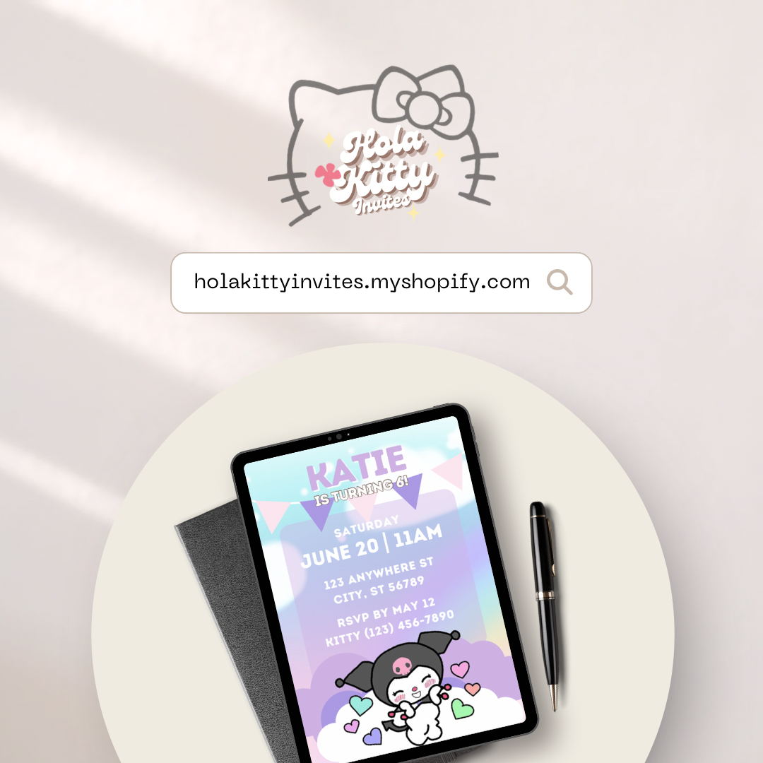 Kuromi birthday invitation, digital download