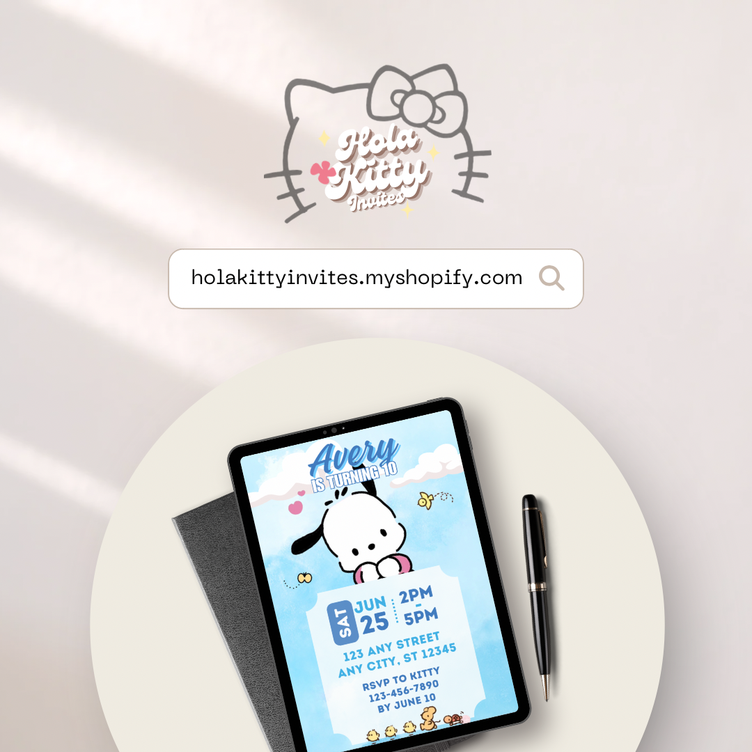 Pochacco birthday invitation, digital download