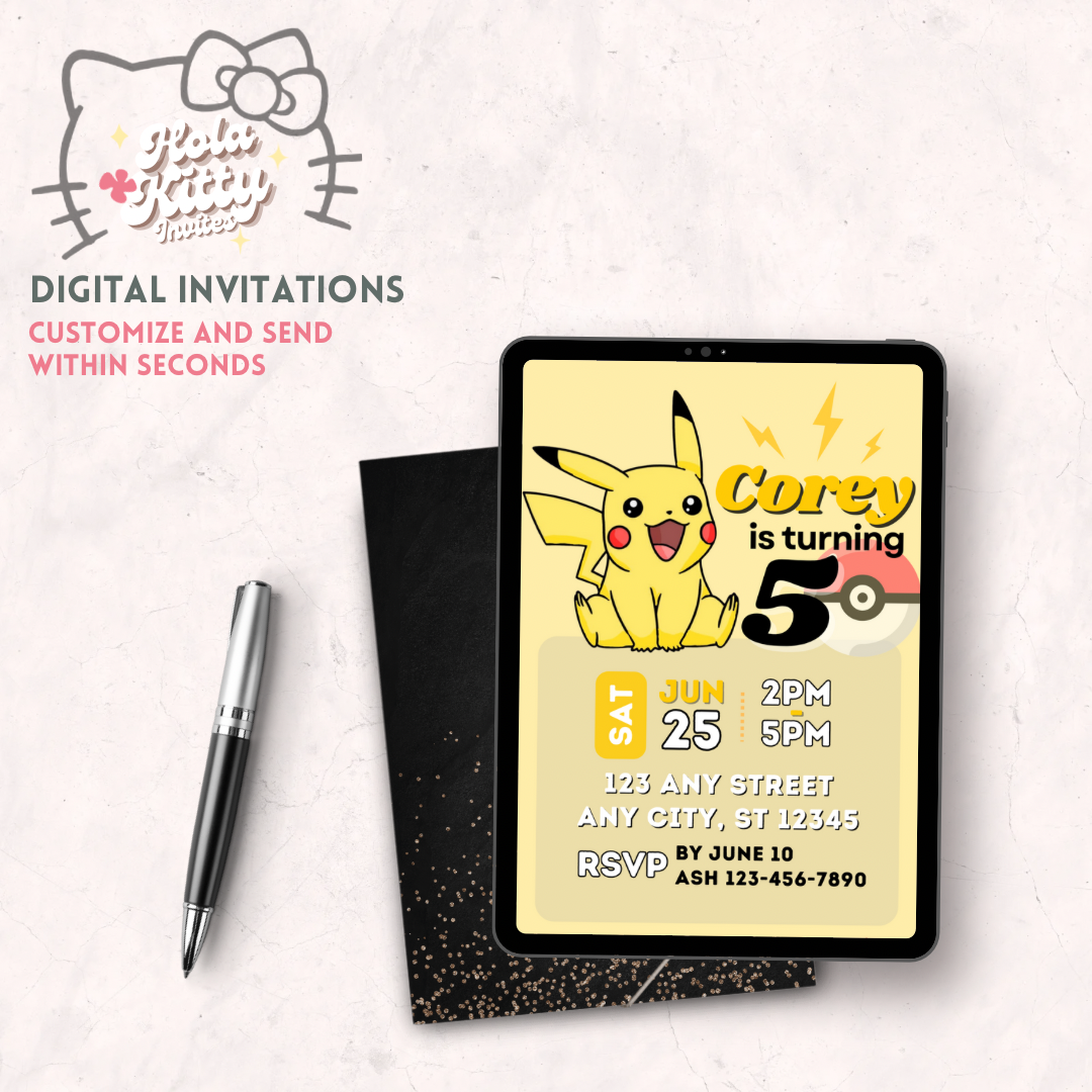 Pokémon birthday invitation, digital download