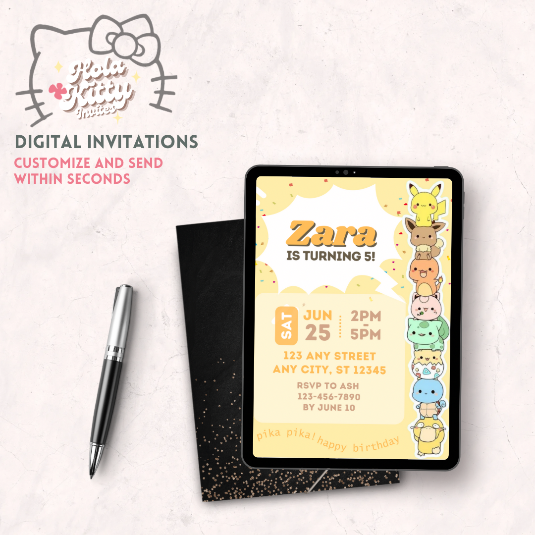 Pokémon birthday invitation, digital download