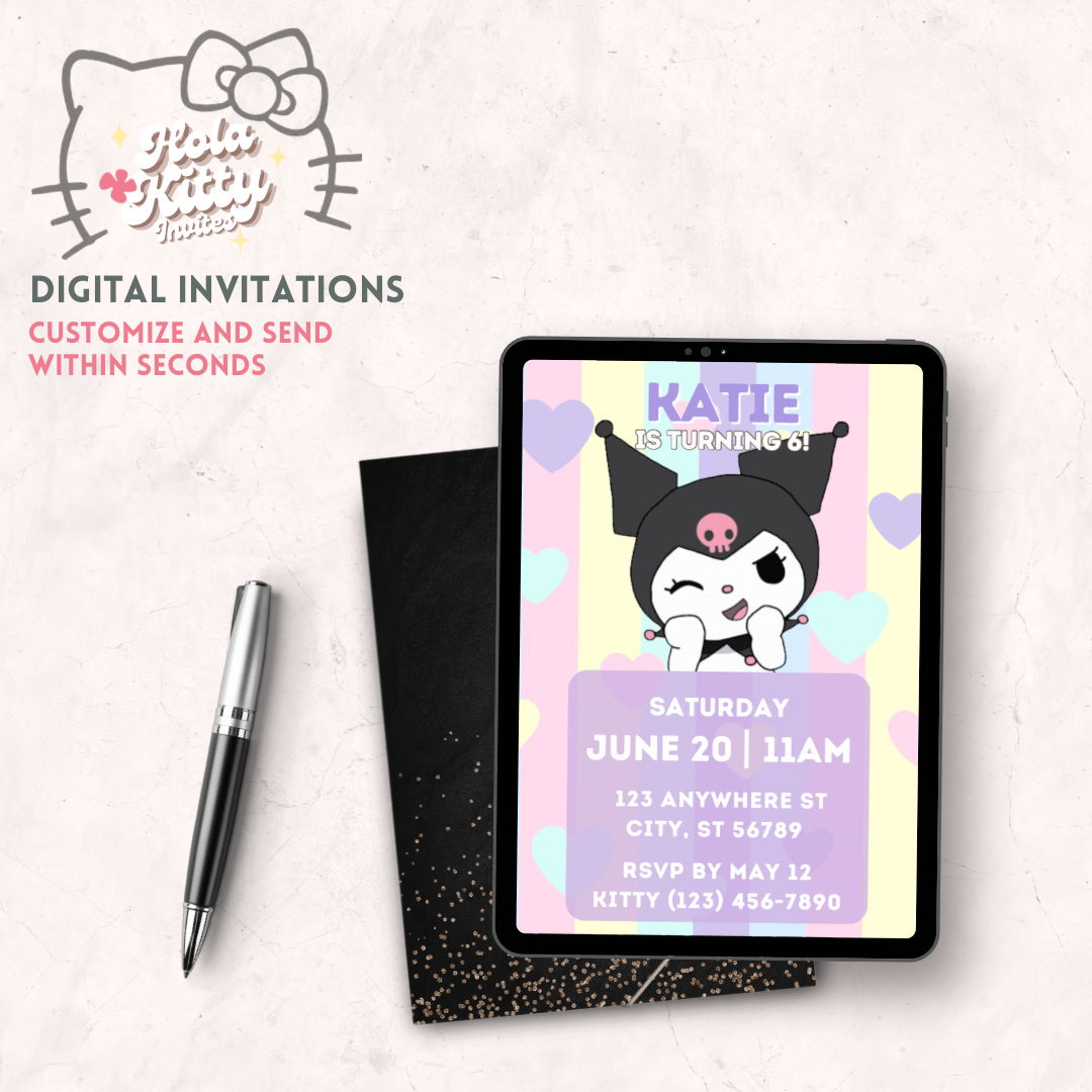 Kuromi birthday invitation, digital download