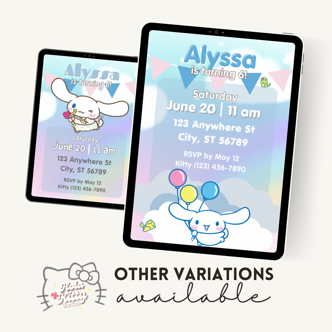 Cinnamoroll birthday invitation, digital download