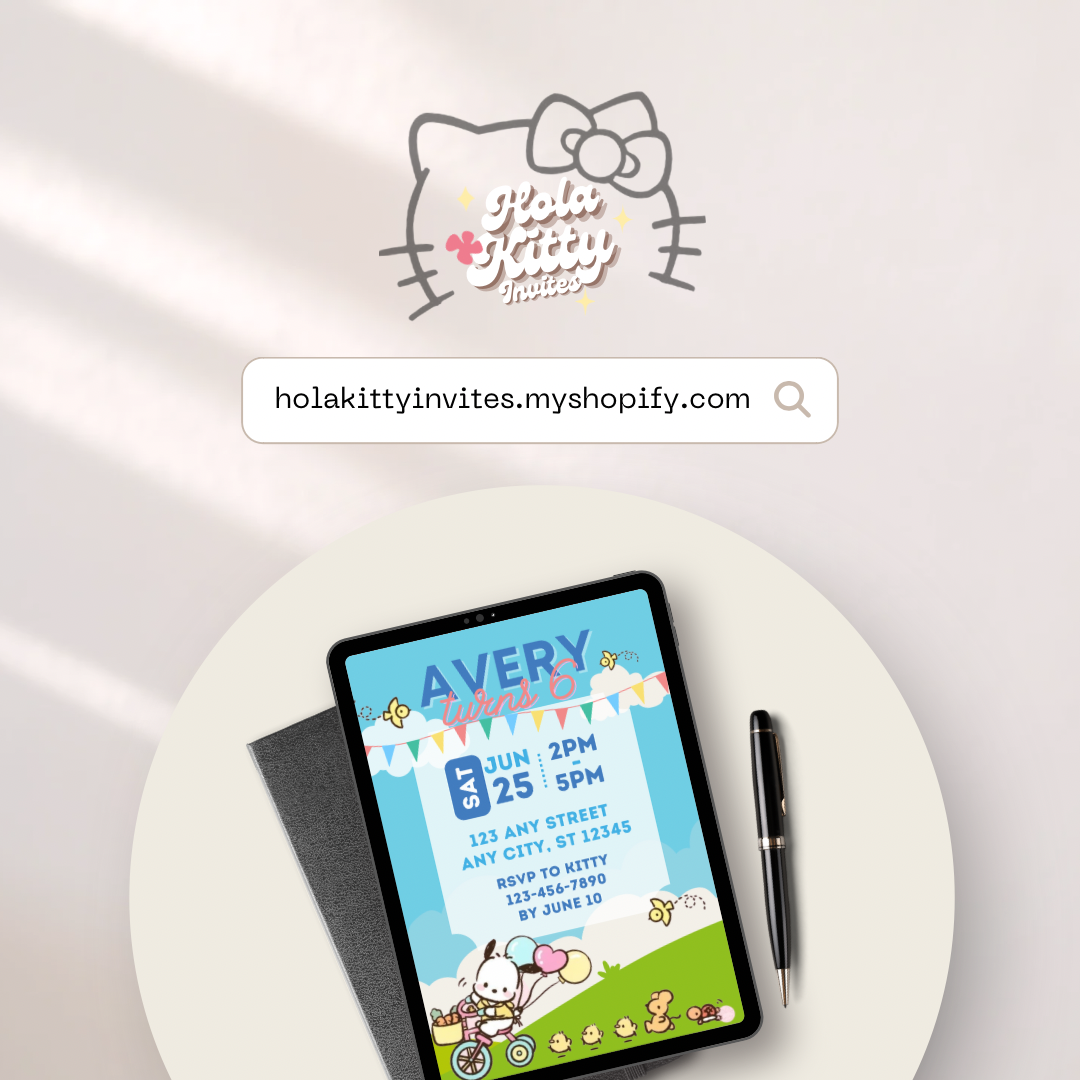 Pochacco birthday invitation, digital download