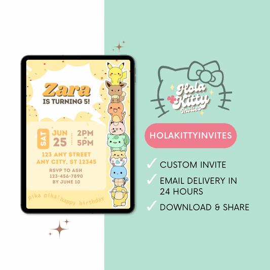Pokémon birthday invitation, digital download