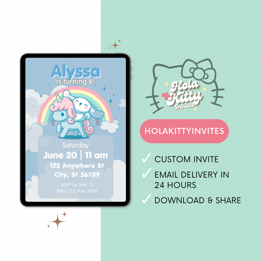 Cinnamoroll birthday invitation, digital download