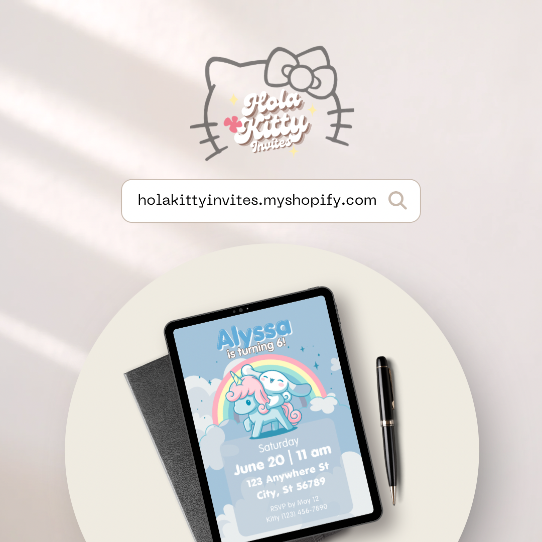 Cinnamoroll birthday invitation, digital download