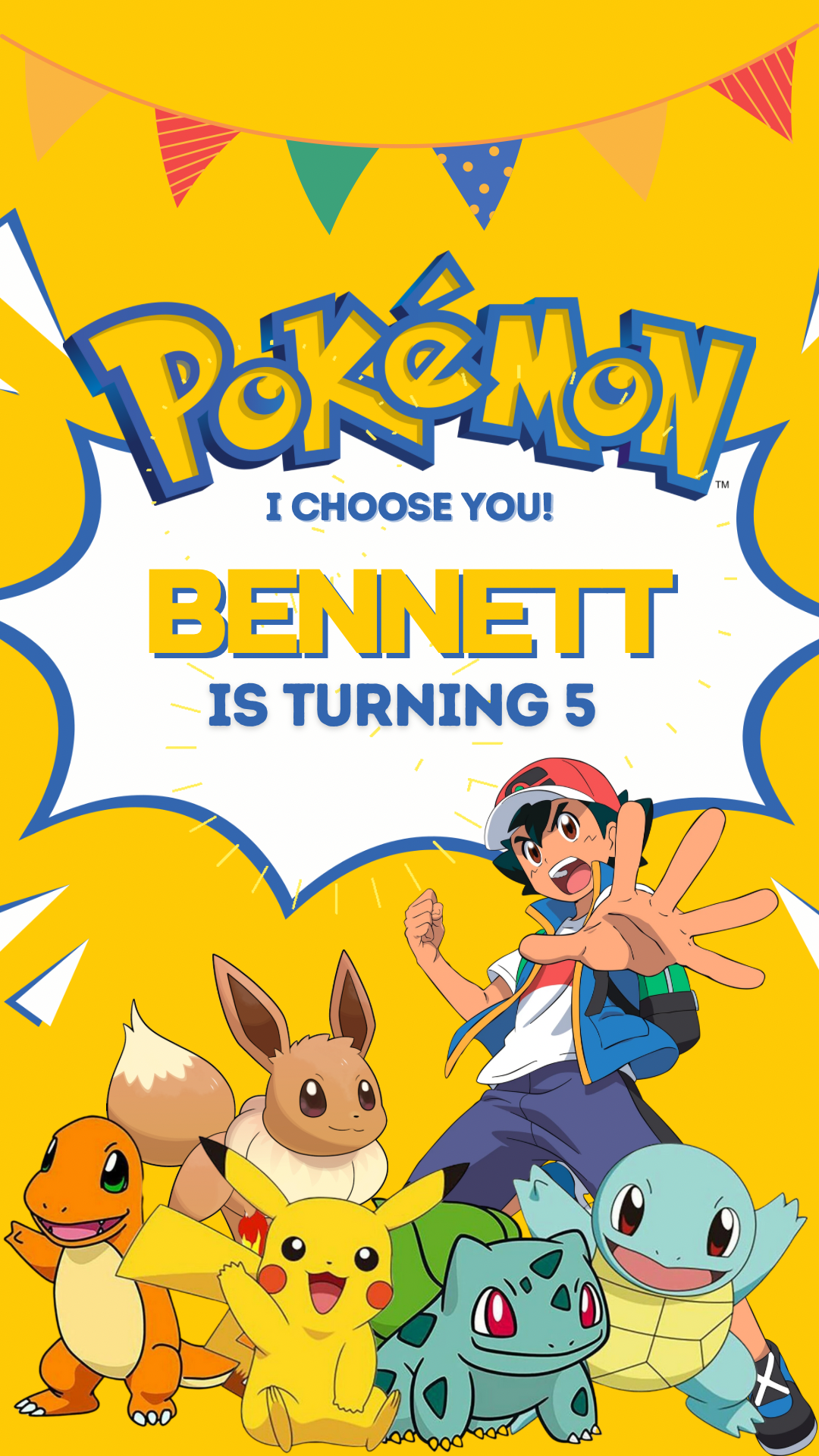 Pokémon birthday video invitation, digital download
