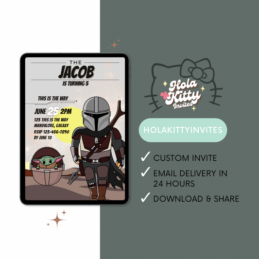 Mandalorian birthday invitation, digital download