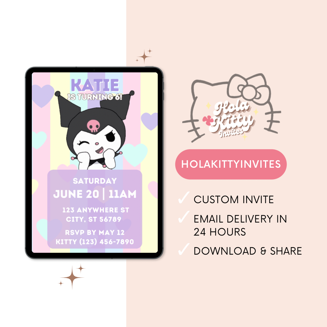 Kuromi birthday invitation, digital download