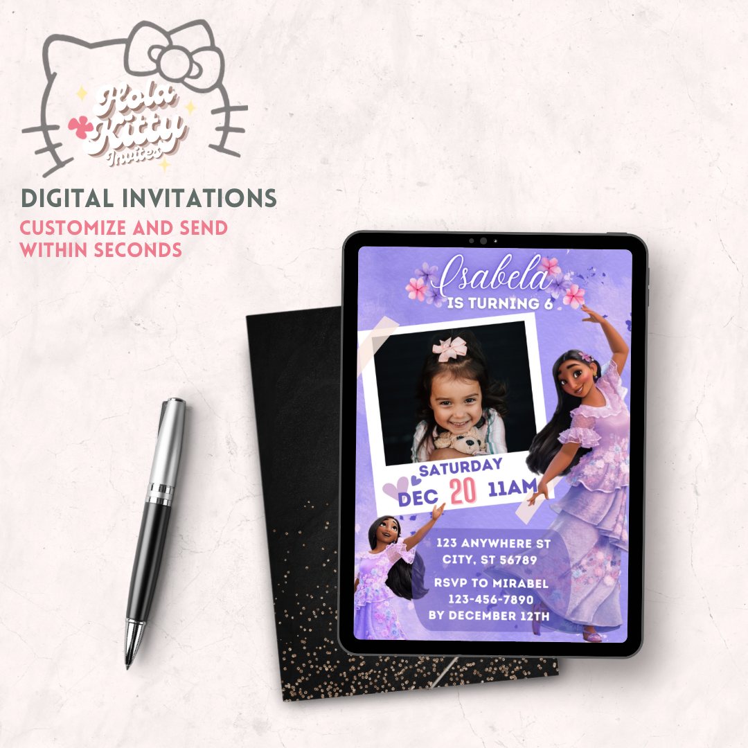 Encanto custom photo birthday invitation, digital download