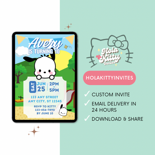 Pochacco birthday invitation, digital download