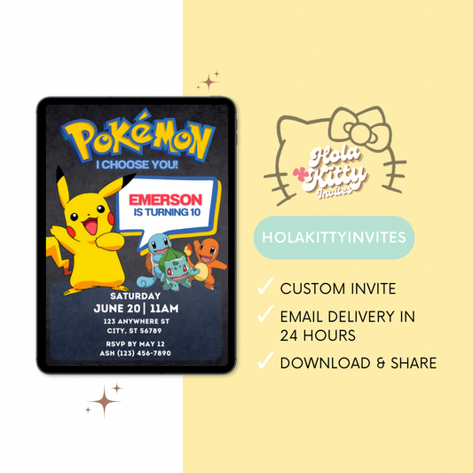 Pokémon birthday invitation, digital download