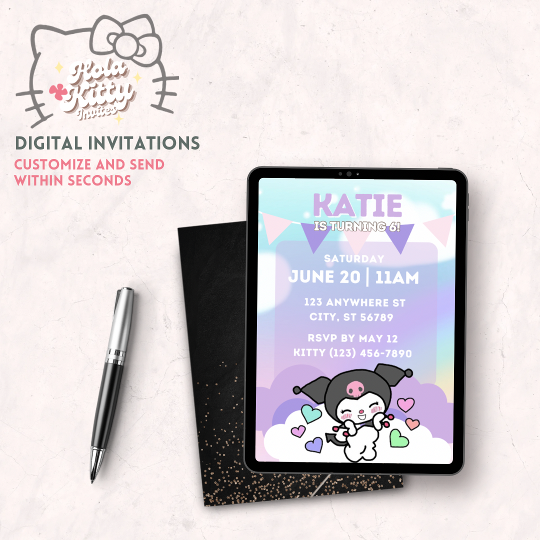 Kuromi birthday invitation, digital download