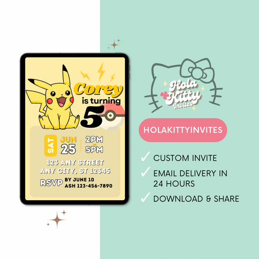 Pokémon birthday invitation, digital download