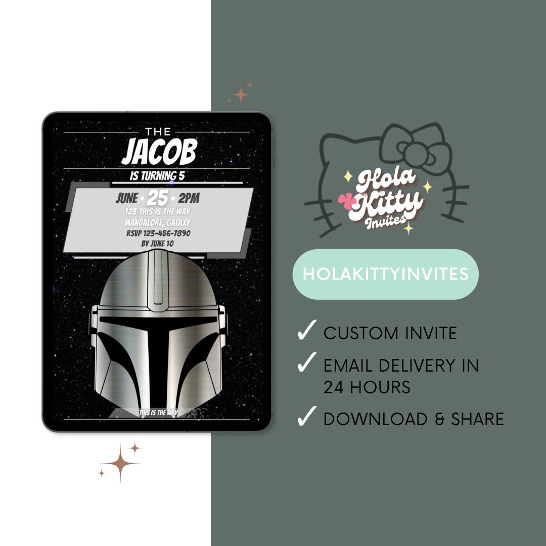 Mandalorian birthday invitation, digital download