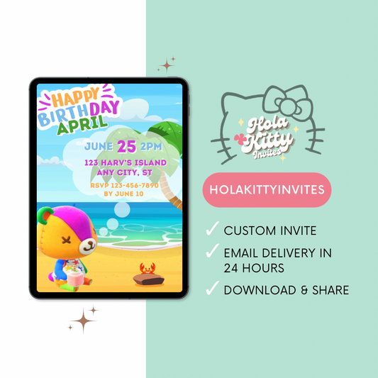 Animal Crossing birthday invitation, digital download