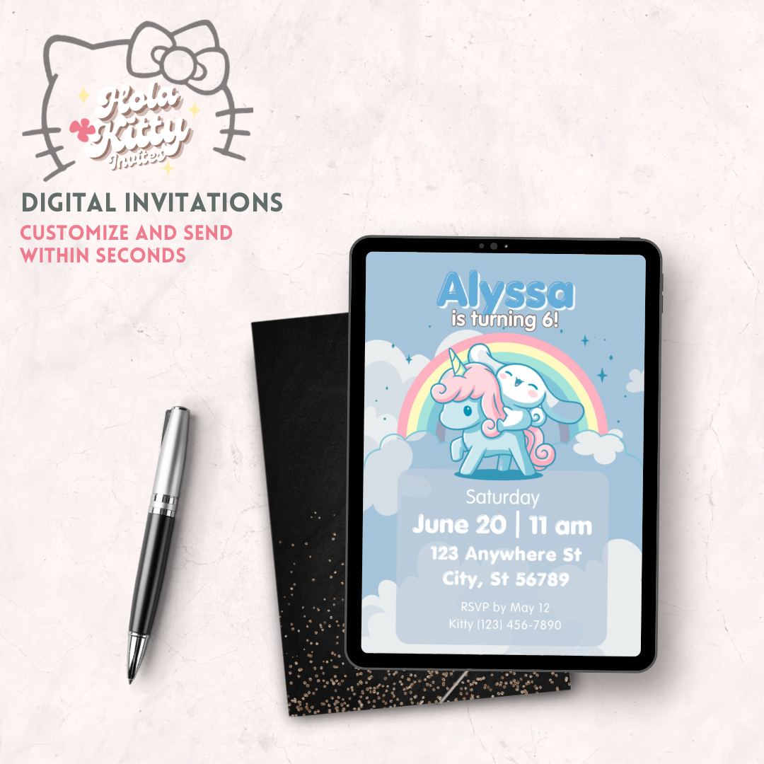 Cinnamoroll birthday invitation, digital download