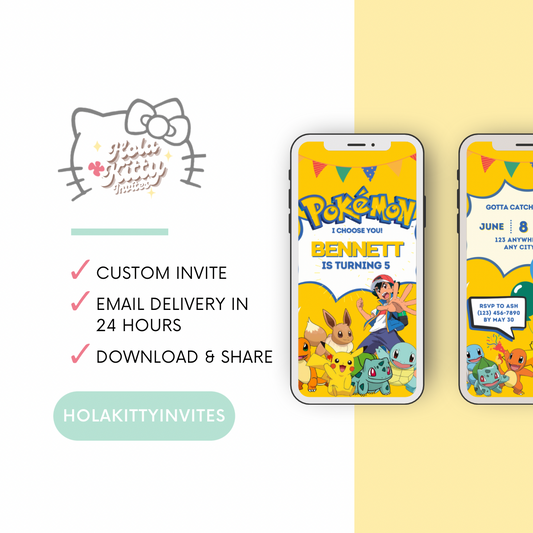 Pokémon birthday video invitation, digital download