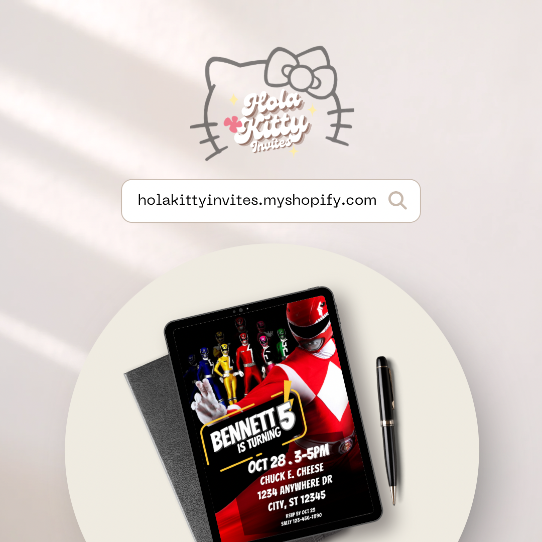 Power Rangers birthday invitation, digital download