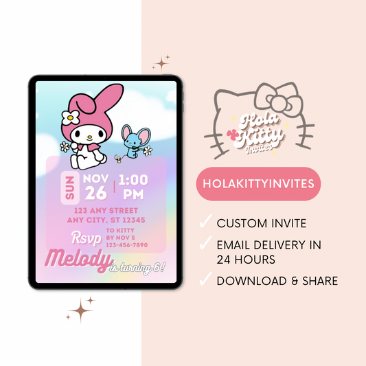 My Melody birthday invitation, digital download