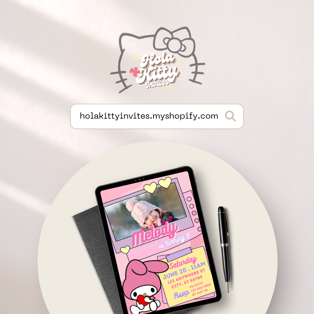 My Melody custom photo birthday invitation, digital download