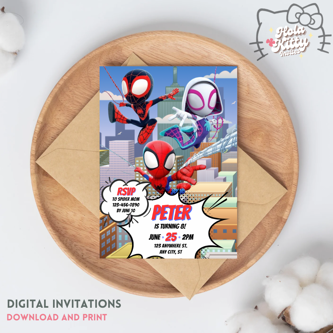 Spidey and His Amazing Friends birthday invitation, digital download