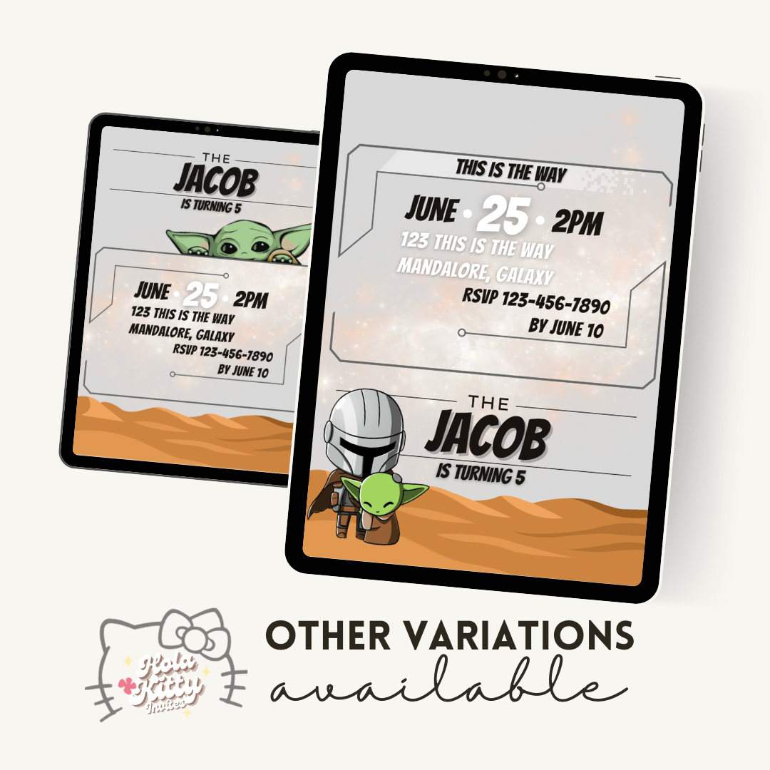 Mandalorian birthday invitation, digital download