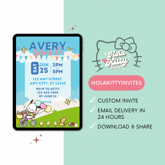 Pochacco birthday invitation, digital download