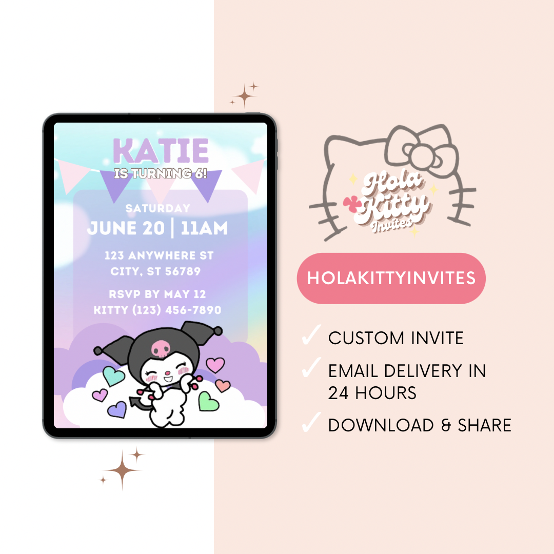 Kuromi birthday invitation, digital download