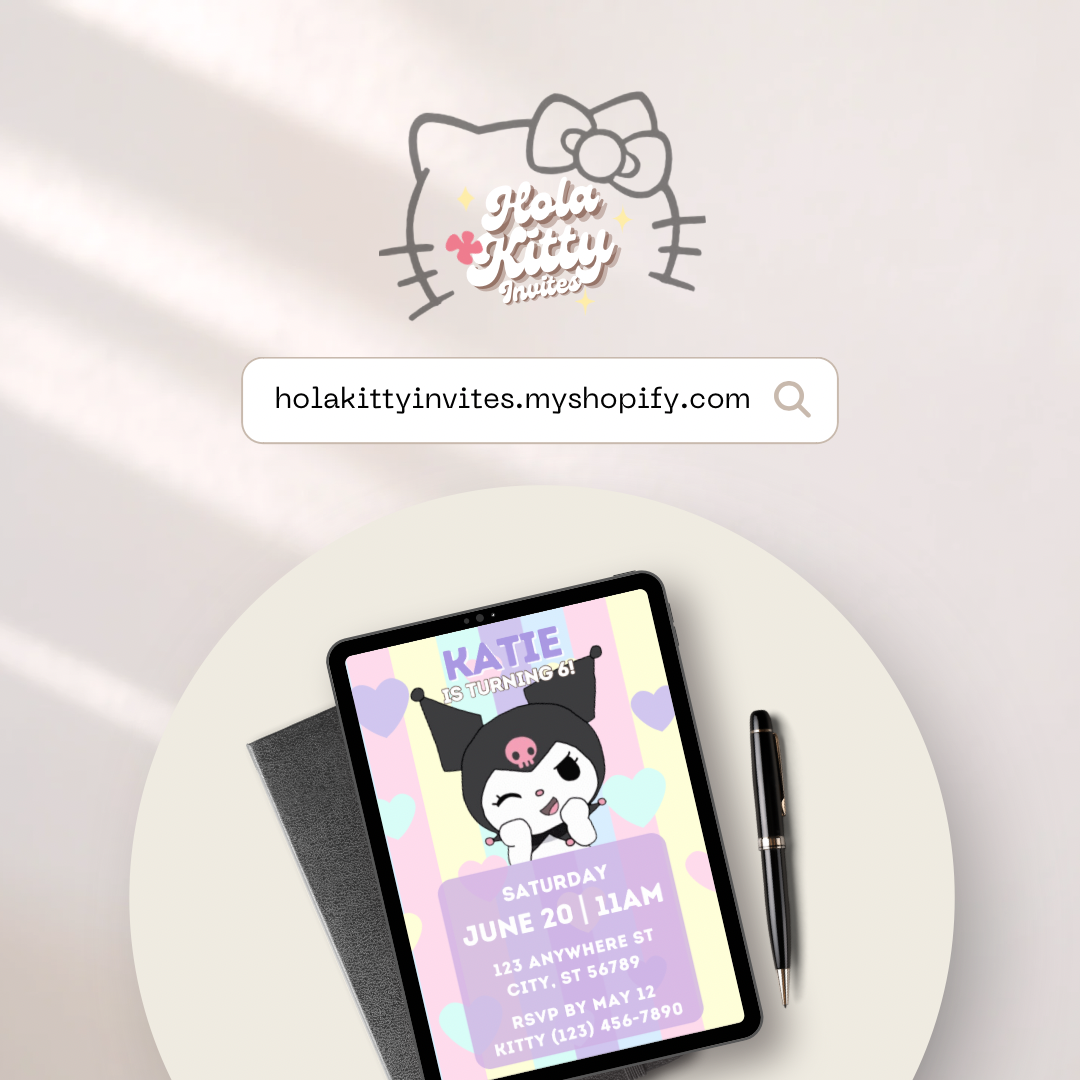 Kuromi birthday invitation, digital download