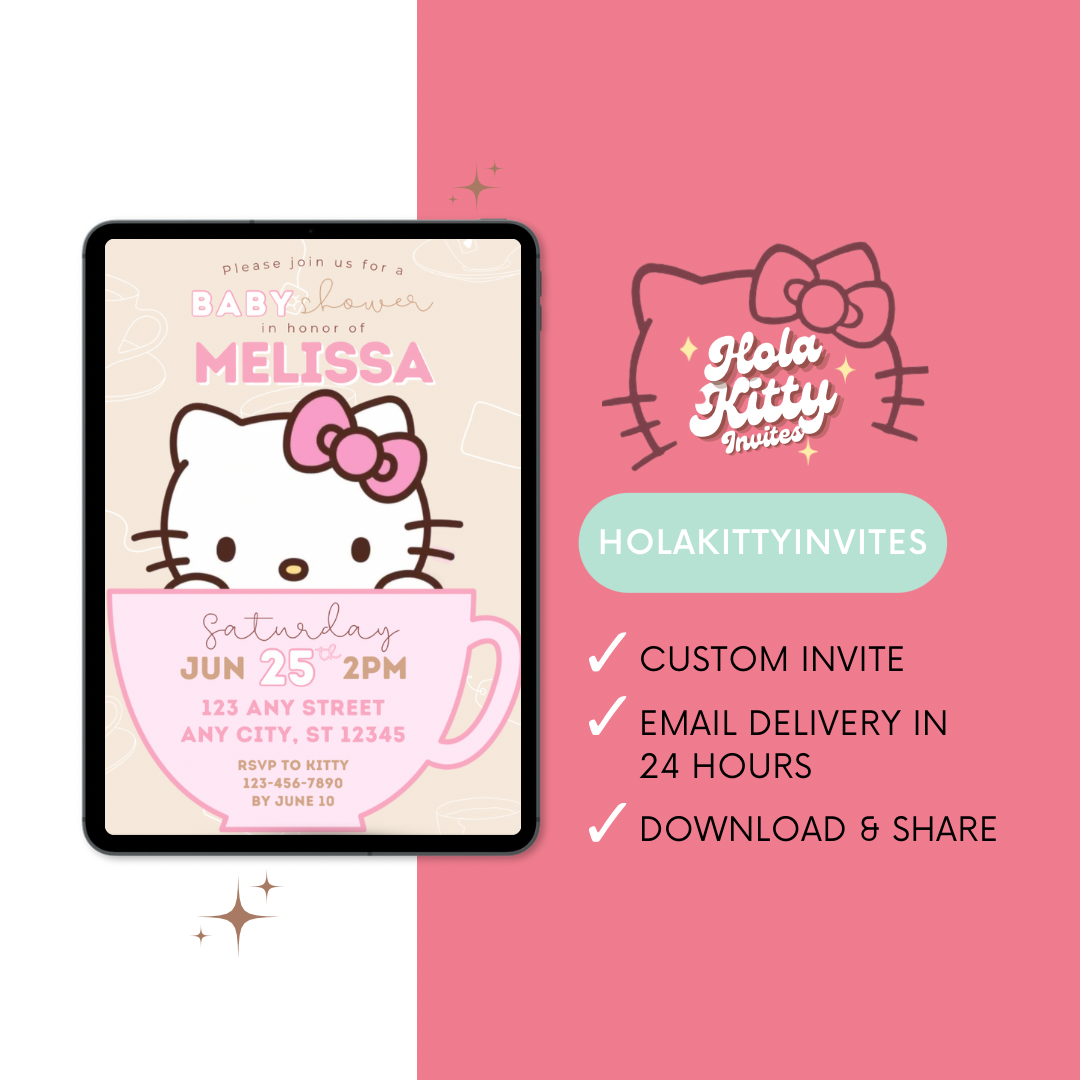 Kitty baby shower invitation, digital download