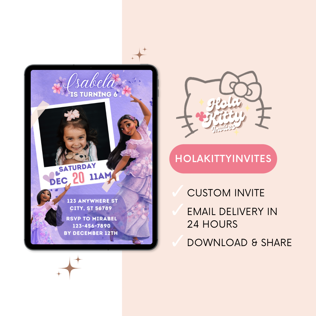 Encanto custom photo birthday invitation, digital download