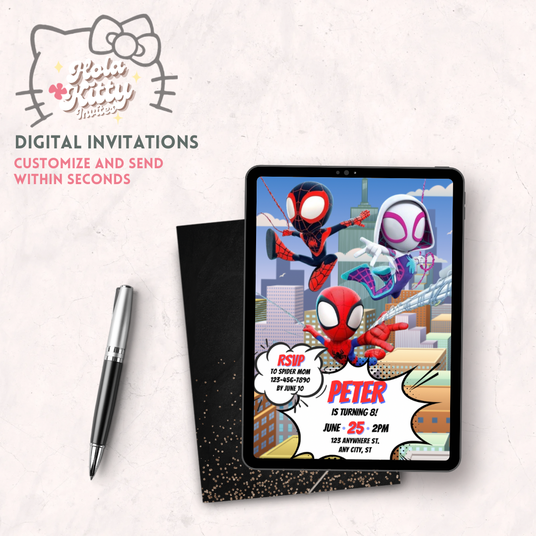 Spidey and His Amazing Friends birthday invitation, digital download
