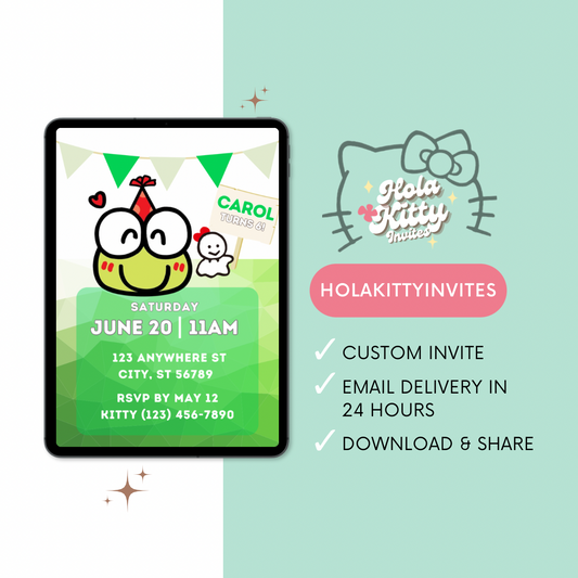 Keroppi birthday invitation, digital download